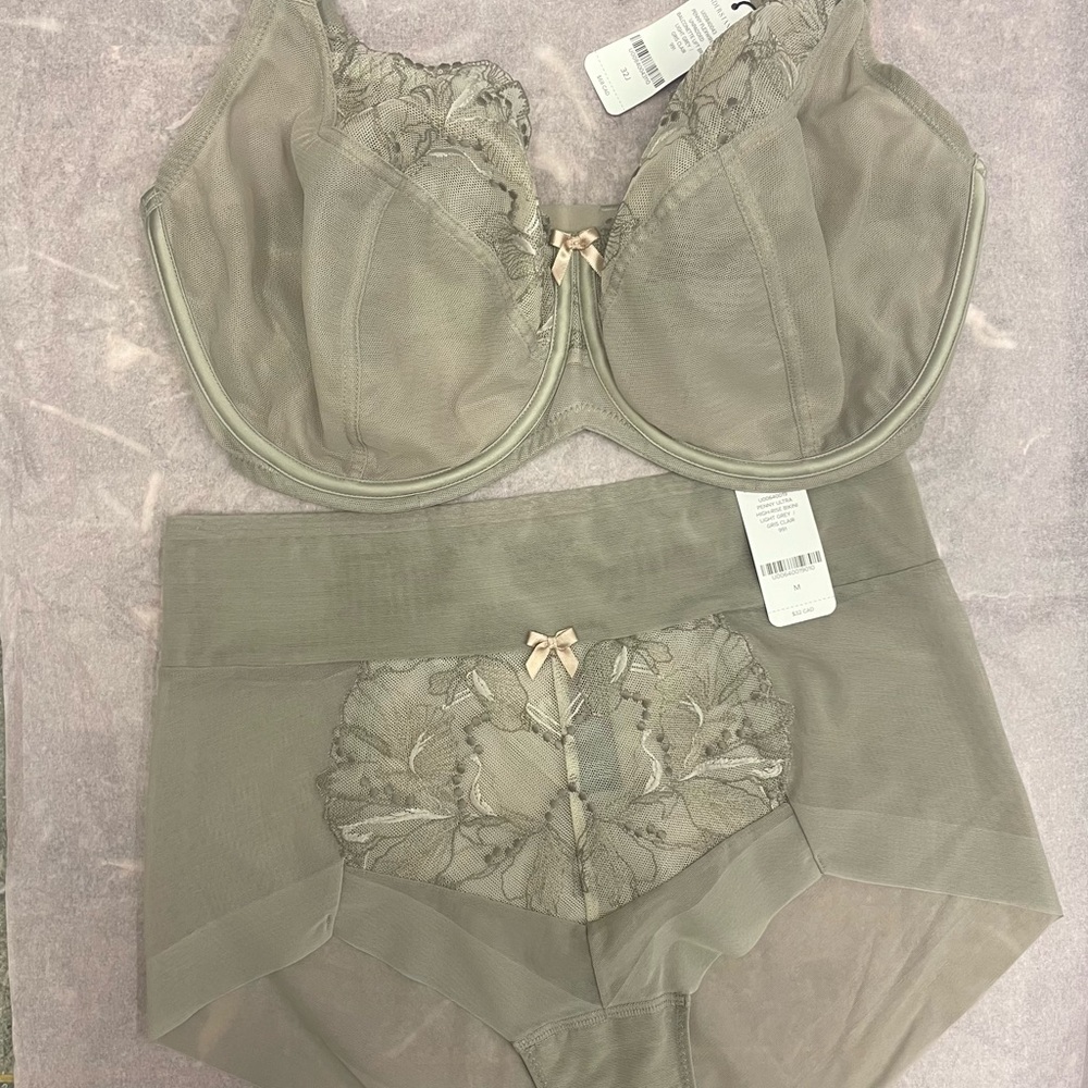 NWT Understance Penny bra and pantie set in light grey - 32J bra